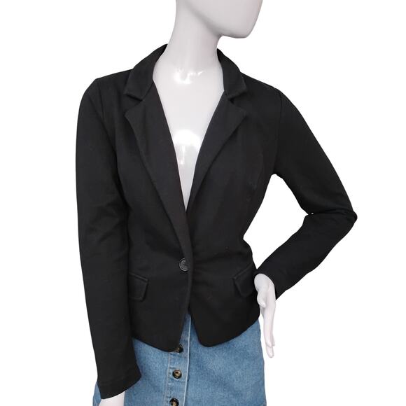 A.N.A. A New Day Blazer Size Medium Black Fully Lined Pink Machine Washable - Picture 1 of 6
